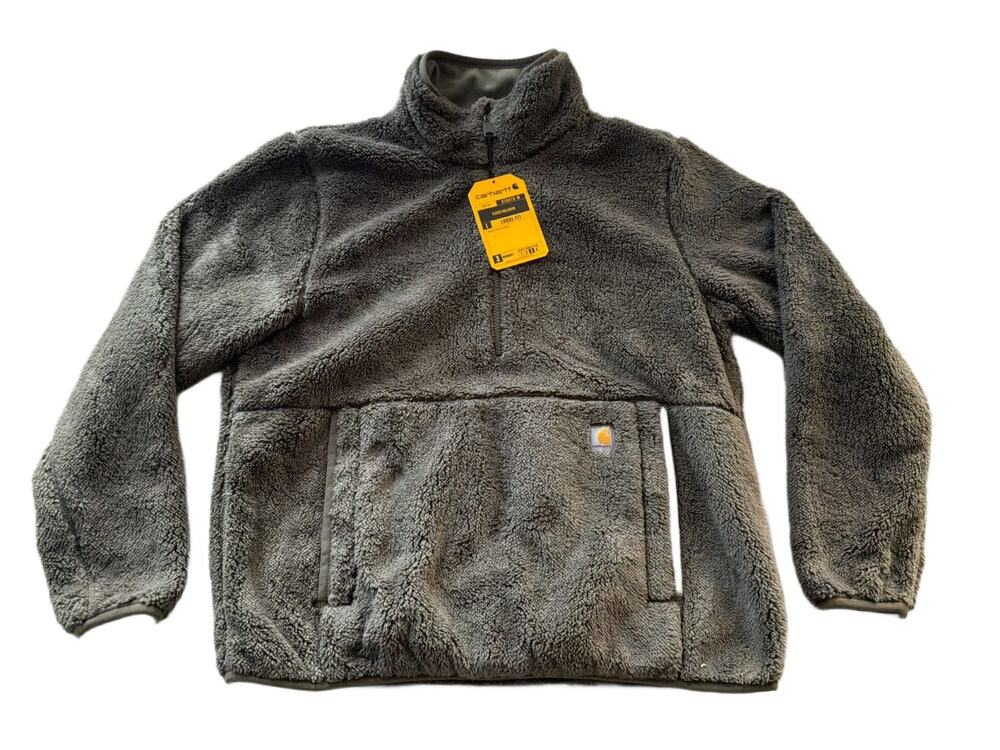 Carhartt Womens High Pile Fleece Quarter Zip Pullover Gray Dove Size S OJ6470-W